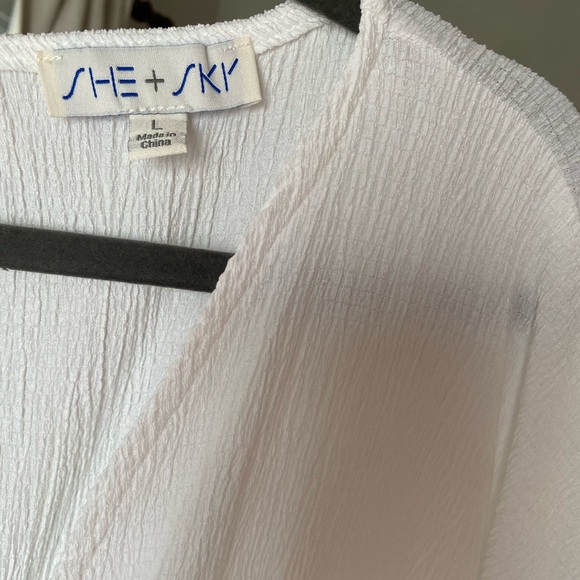 She + Sky White V-Neck Tiered Cutout Back Dress - Picture 6 of 6